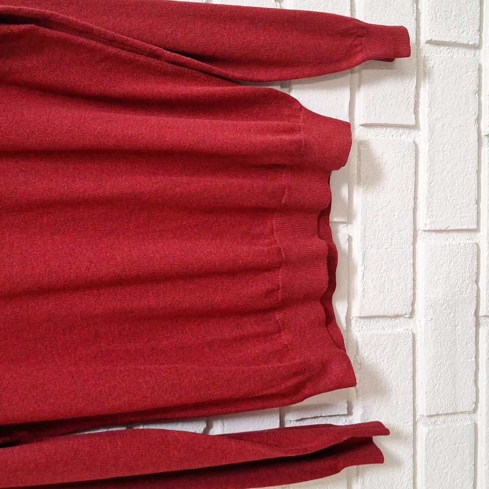 Paul Fredrick Cashmere/Silk Blend Red/Black Heathered Mockneck Sweater. Sz Med. - Picture 3 of 9